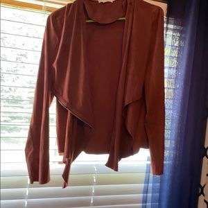 Suede drapes zip up jacket